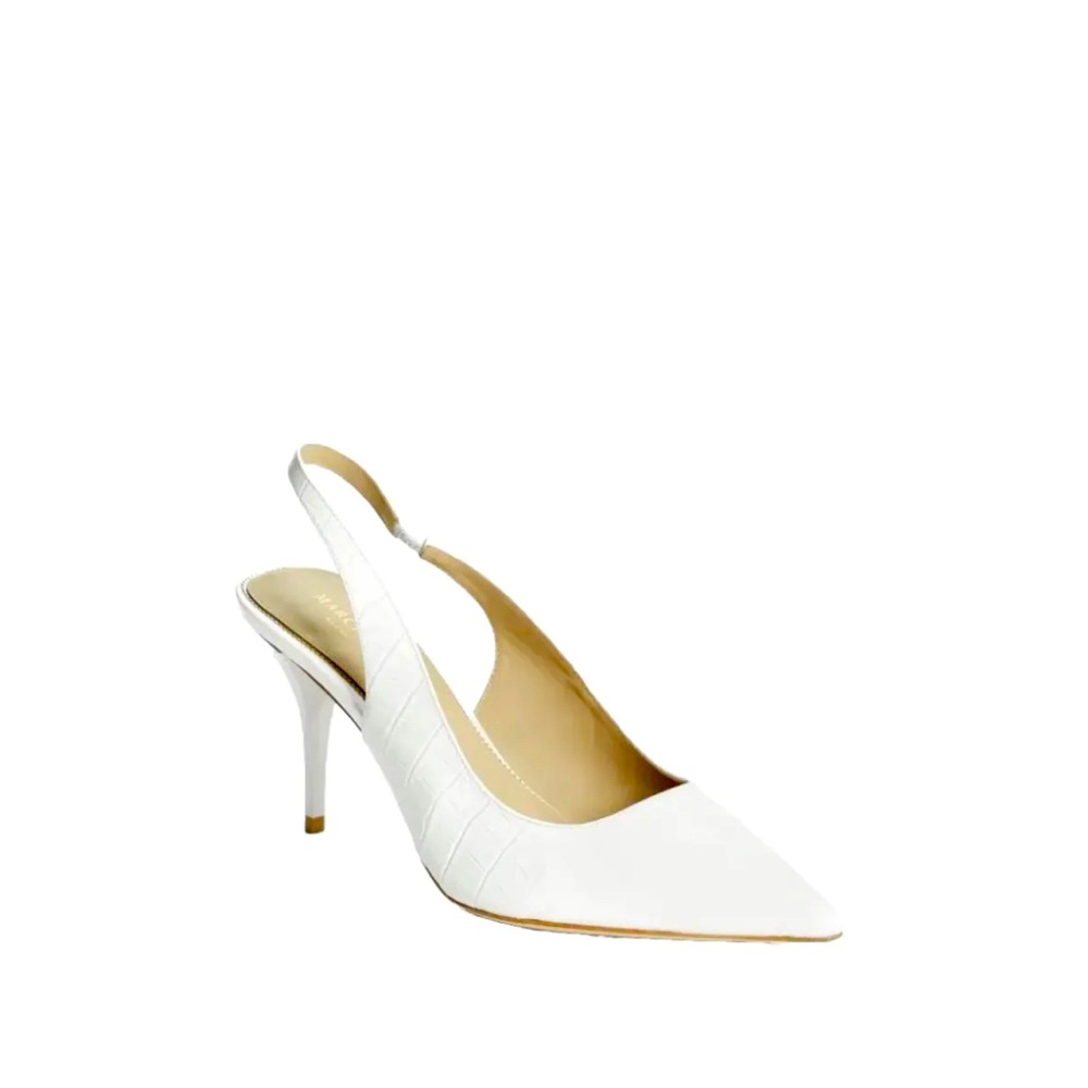 Crocodile Sling Back Heel. Color: White. Size: 7